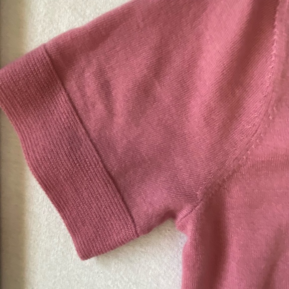 Max Studio Pink Extra Fine Merino Wool V-Neck Short Sleeve Sweater. Sz- L - Picture 9 of 13